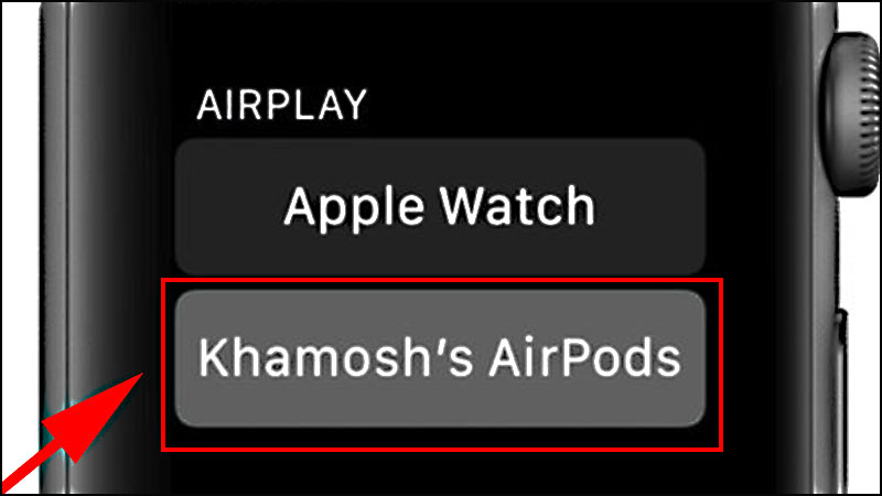 Bấm vào tên của AirPods trong AirPlay để ngắt kết nối tạm thời